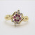 14k Yellow Gold Ruby & Diamond Flower Cluster Twist Band Fashion Ring Size 9