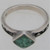 Green Rhombus Triangle Pattern Sterling Silver Ring Size 5