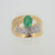 18k Yellow Gold Emerald with Diamond Accents Fashion Cocktail Ring Size 5 3/4