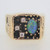 14k Yellow Gold Men's Textured Band Shadowbox Setting Opal & Diamonds Ring Sz 12