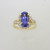 14k Y Gold Oval Fancy Cut AA Tanzanite & Diamond Accents Statement Ring Sz 9.75