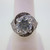 Sterling Silver Two Toned Brown and Silver Ring with Clear CZ Size 6 3/4