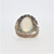 Sterling Silver Iridescent Oval Cabochon Stone Beaded Detail Ring Size 7.25