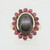 Cabochon Blackstar with Round Rubies 9K Gold Ring Size 7.5