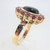 Cabochon Blackstar with Round Rubies 9K Gold Ring Size 7.5