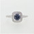 14K White Gold .64ct Round Sapphire Double Diamond Halo Fashion Ring Sz 7