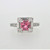 14K White Gold Round Pink Sapphire Baguette and Round Diamond Halo Fashion Ring Size 6.5