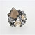 14K White Gold Black Rhodium Checkerboard Cut Smoky Quartz White Topaz Cluster Fashion Ring Sz 6.5