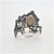 14K White Gold Black Rhodium Checkerboard Cut Smoky Quartz White Topaz Cluster Fashion Ring Sz 6.5