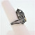 14K White Gold Black Rhodium Checkerboard Cut Smoky Quartz White Topaz Cluster Fashion Ring Sz 6.5