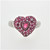 18K White Gold Heart Shaped Ruby Cluster Halo Diamond Pave Band Fashion Ring Sz 6.25