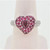 18K White Gold Heart Shaped Ruby Cluster Halo Diamond Pave Band Fashion Ring Sz 6.25