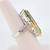 14K White Gold Rectangular Bi-Color Tourmaline Yellow and White Diamond Accents Fashion Ring Sz 7