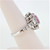 14K White Gold Oval Kunzite Diamond Halo Accented Band Fashion Statement Ring Size 6.5