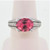 18K White Gold Oval Pink Tourmaline Diamond Pave Band Three Row Fashion Statement Ring Size 6.5