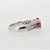 18K White Gold Oval Pink Tourmaline Diamond Pave Band Three Row Fashion Statement Ring Size 6.5
