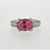 18K White Gold Oval Pink Tourmaline Diamond Pave Band Three Row Fashion Statement Ring Size 6.5