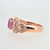 18K Rose Gold Hot Pink AAA Kunzite Pave Diamond Accented Fashion Ring Sz 7