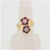 14K Yellow Gold Brushed Detailing Ruby Diamond Flowers Fashion Ring Size 6