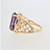 10K Yellow Gold Open Woven Side Design Oval Amethyst Fashion Ring Size 9