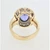 14K Y Gold Oval Faceted Tanzanite Diamond Accented Vintage Inspired Fashion Ring Size 5