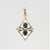14K Yellow Gold Contemporary Oval Sapphire Diamond Chip Accented Pendant