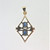 14K Yellow Gold Contemporary Oval Sapphire Diamond Chip Accented Pendant