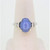 14K White Gold Oval Created Star Sapphire Diamond Chip Accents Fashion Ring Size 5.5
