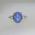 14K White Gold Oval Created Star Sapphire Diamond Chip Accents Fashion Ring Size 5.5