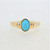 14K Yellow Gold Braided Band Detailing Turquoise Colored Stone Fashion Ring Size 9