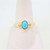 14K Yellow Gold Braided Band Detailing Turquoise Colored Stone Fashion Ring Size 9