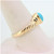 14K Yellow Gold Braided Band Detailing Turquoise Colored Stone Fashion Ring Size 9