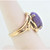 10K Yellow Gold Twisted Wrap Design Oval Cabochon Purple Agate Fashion Ring Sz 7