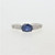 14K White Gold Oval Blue Sapphire Diamond Accented Band Fashion Ring Size 7.5