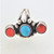 Sterling Silver Native Turquoise and Coral Size 6 1/2 Ring