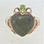 Sterling Silver Connemara Marble and Peridot Claddagh Ring Size 11
