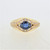 18K Y Gold Oval Sapphire Diamond Accented Fashion Ring Size 6.75