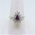 14K White Gold APP .75ct Pear Shaped Ruby Diamond Halo Starburst Fashion Ring