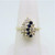 14K Yellow Gold APP 1/4cttw Diamond Sapphire Pear Shaped Cluster Fashion Ring Size 5.25