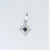 18K White Gold APP .50ct Princess Cut Sapphire APP 1/4cttw Diamond Accented Pendant