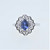 14K White Gold Oval Sapphire Diamond Halo Floral Fashion Ring Size 4.75