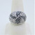 14K White Gold APP .50cttw Blue White Diamond Cluster Wide Band Fashion Ring Size 8