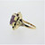 14K Yellow Gold Black Hills Gold Flower Leaves Amethyst Fashion Ring Size 7