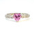 10K White Gold Pink Ice Heart Diamond Ring Size 6.5