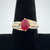 14K Y Gold Ruby AP 1.5 With Baguette Diamond Accent Ring Size 6.5