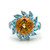 14K W Gold Citrine & Topaz Flower Design Ring Size 7
