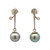 14K W Gold Tahitian 9.3 mm Pearl With Accent Diamonds Drop Earrings