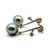 14K W Gold Tahitian 9.3 mm Pearl With Accent Diamonds Drop Earrings