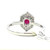 14K W Gold .87 Oval Ruby AP ⅜ CTTW Round Diamonds Halo Hexagon Ring Size 6.25