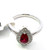 14K W Gold .54 Pear Ruby AP 1/8 CTTW  Round Diamonds Halo Ring Size 6